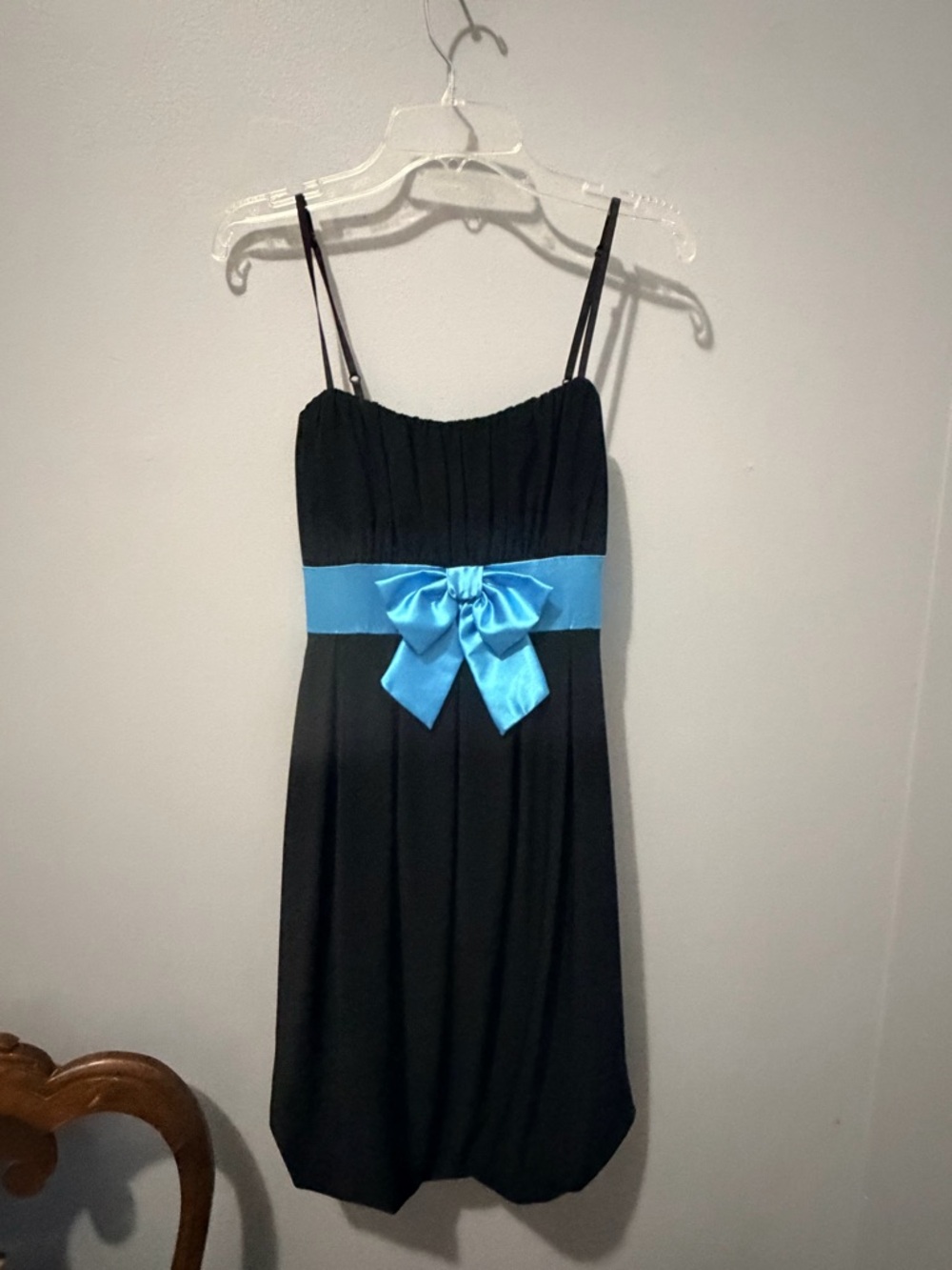 Body Central Black Dress with Blue Satin Bow